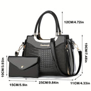 Animal Print Vegan Leather Shoulder Bag Set with Wallet Adjustable Strap Zip Closure Lightweight