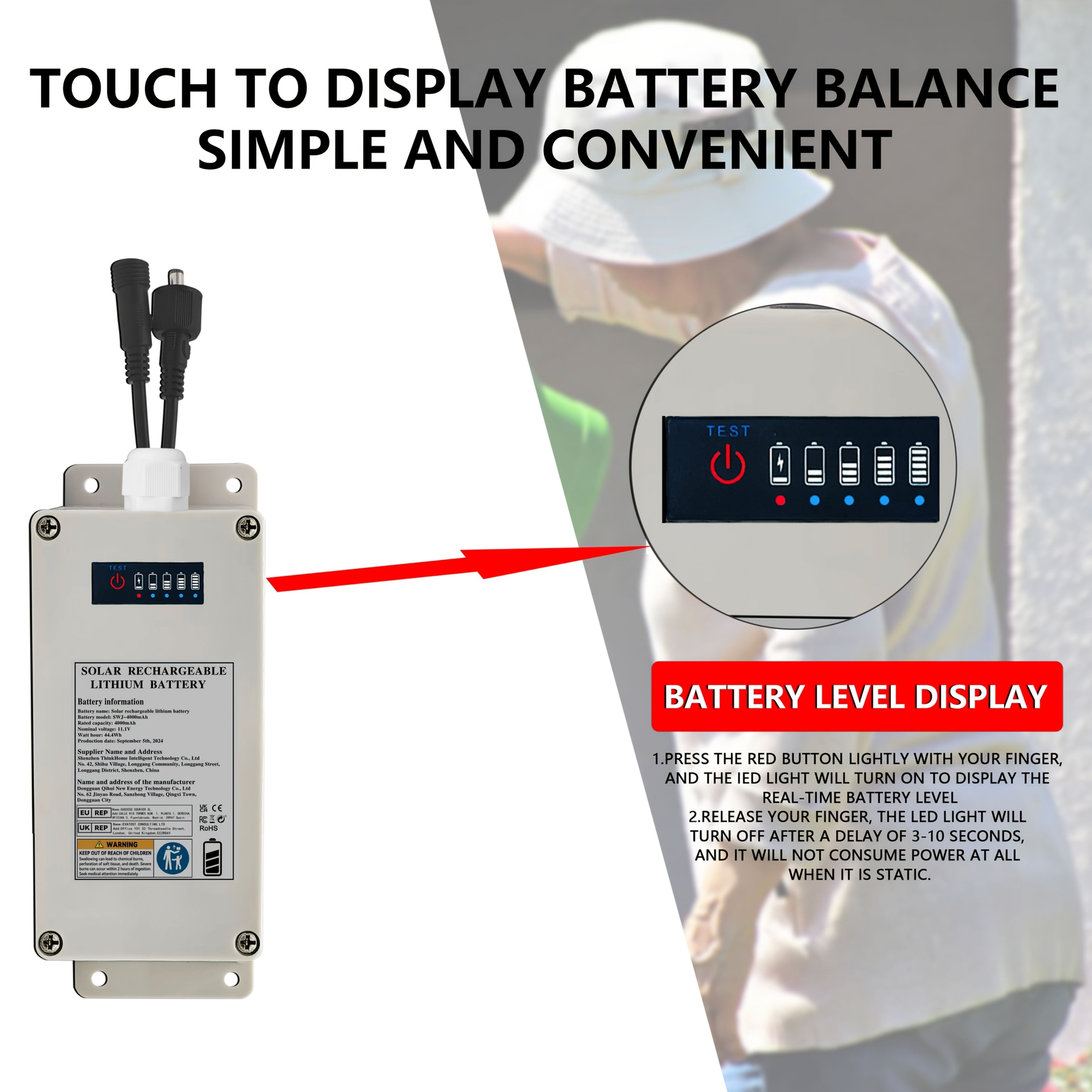 Quyosh energiyali chiqarish ventilyatori 25W, 4000mAh batareyali, ichki va tashqi sovutish uchun