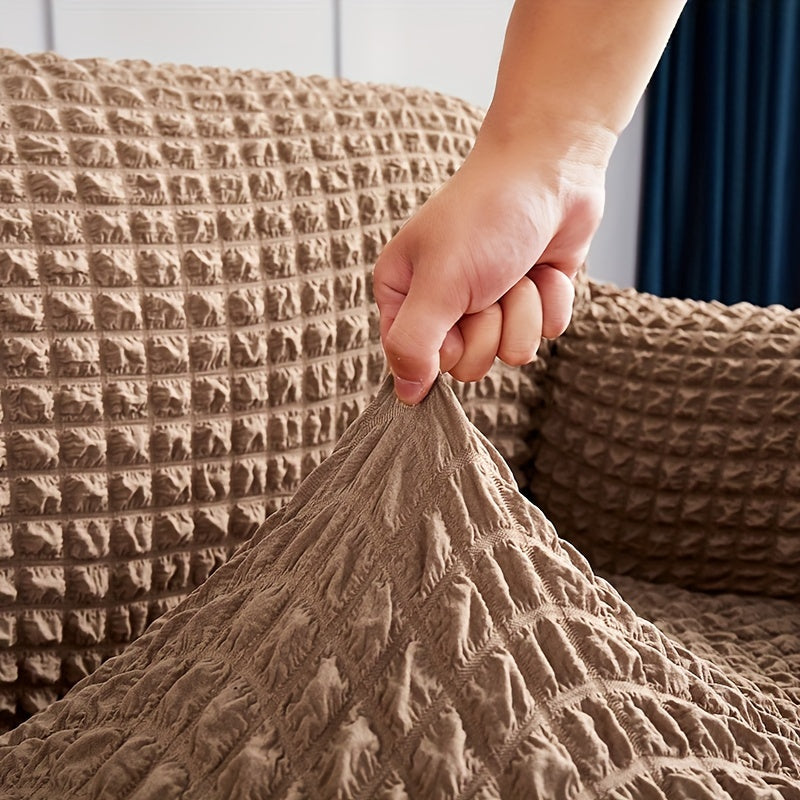 Beige Elastic Sofa Cover Fits All Sizes Machine Washable Living Room