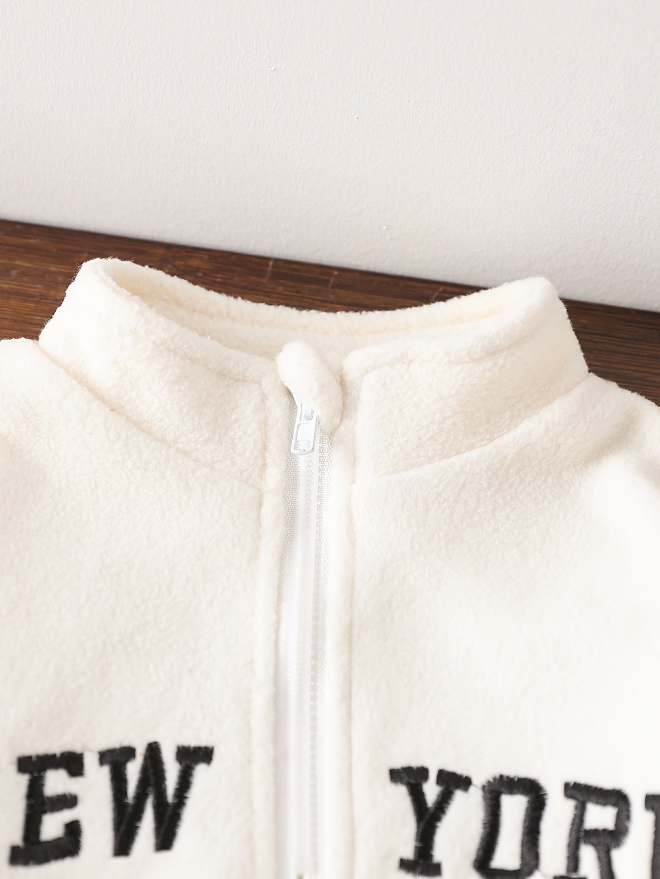 Girls Kids 2-Piece Set Fall Winter Street Fashion Letter Embroidery Zipper Slim Trousers