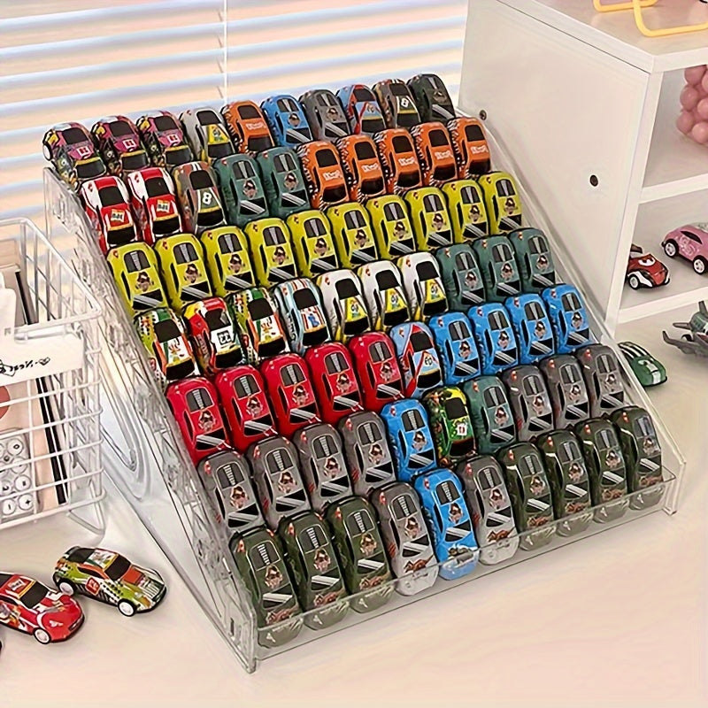 Plastic 1/64 Scale Toy Car Display Shelf Holds 70 Transparent Shelves for Matchbox Cars