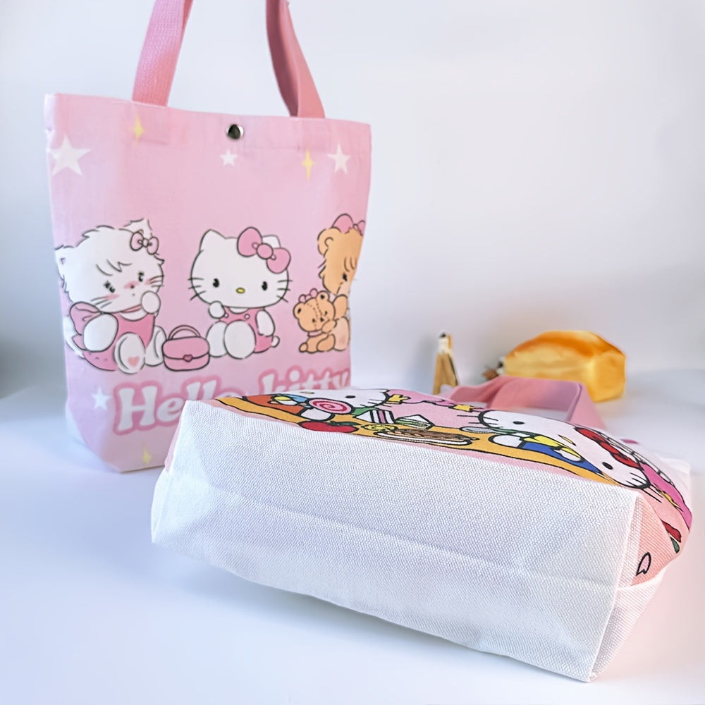 Hello Kitty Animal Print Canvas Travel Bag with Tassel and Buckle Closure