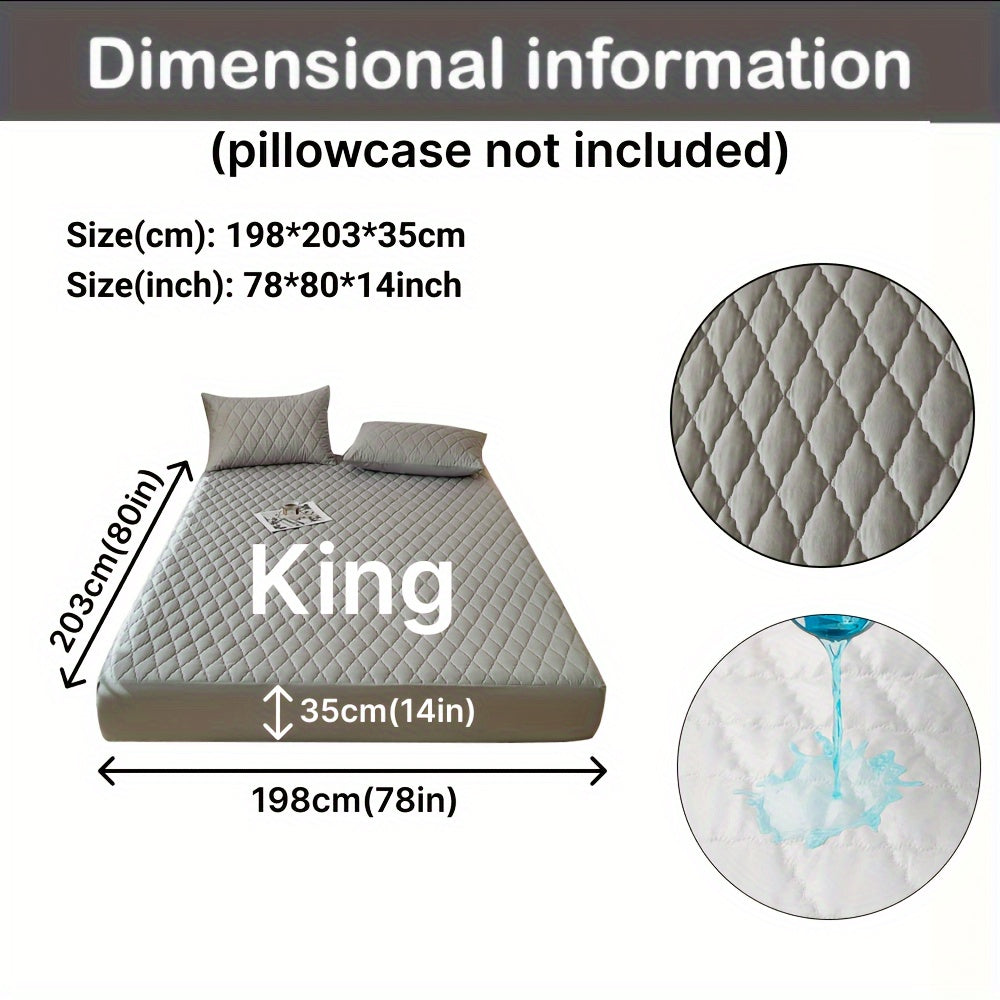 Waterproof Mattress Protector Breathable Dustproof Quilted Bed Cover in White Dark Blue Green Gray