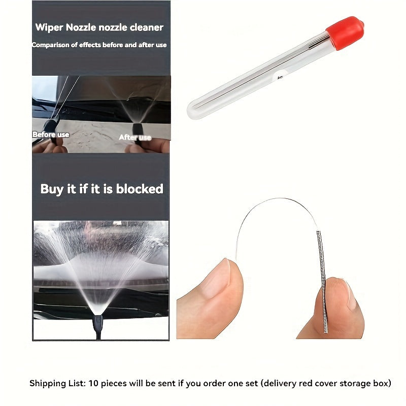 10Pcs Stainless Steel Wiper Nozzle Cleaning Kit for Car Glass, Printer Jets