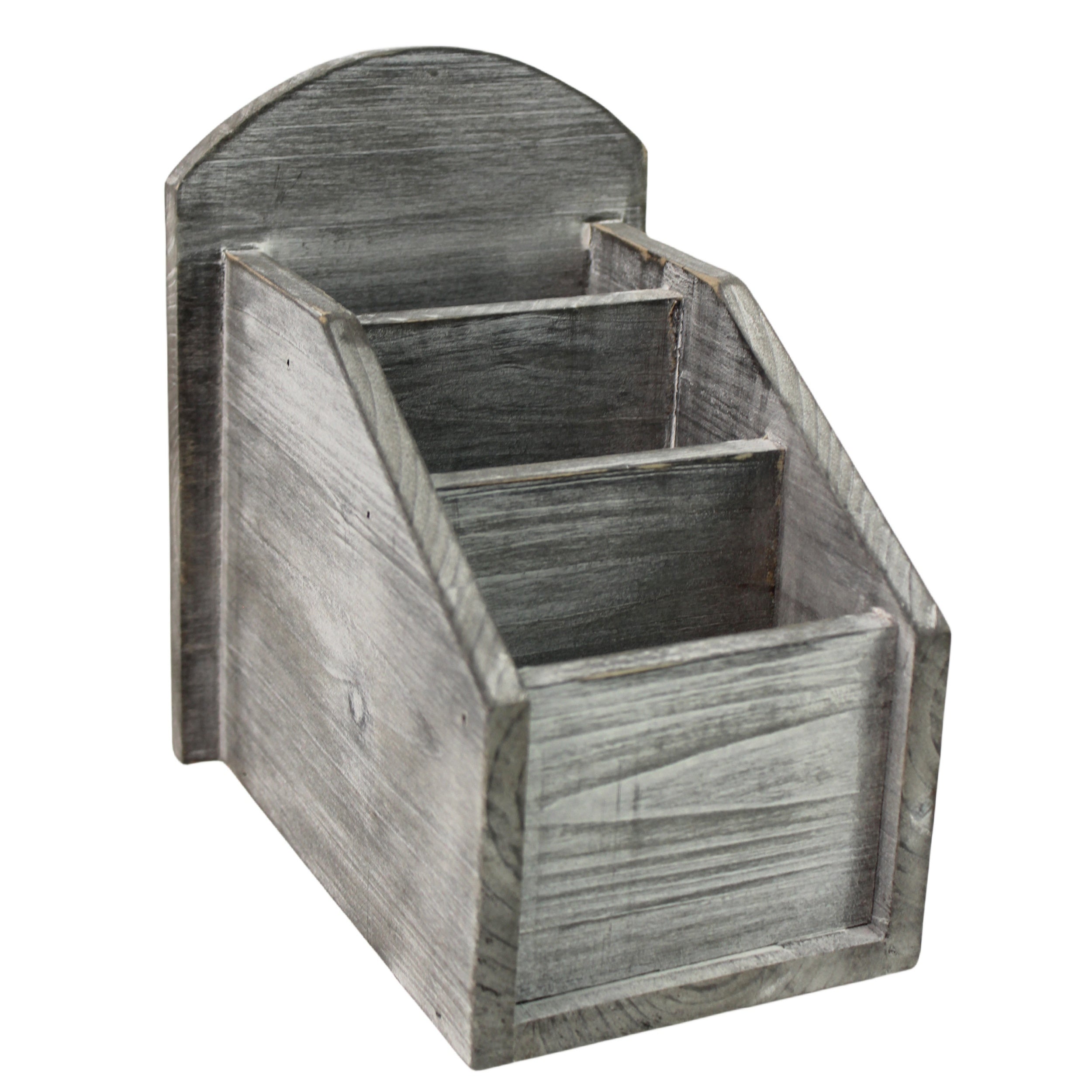 Organizador de almacenamiento de madera para controles remotos y teléfonos con 3 compartimentos