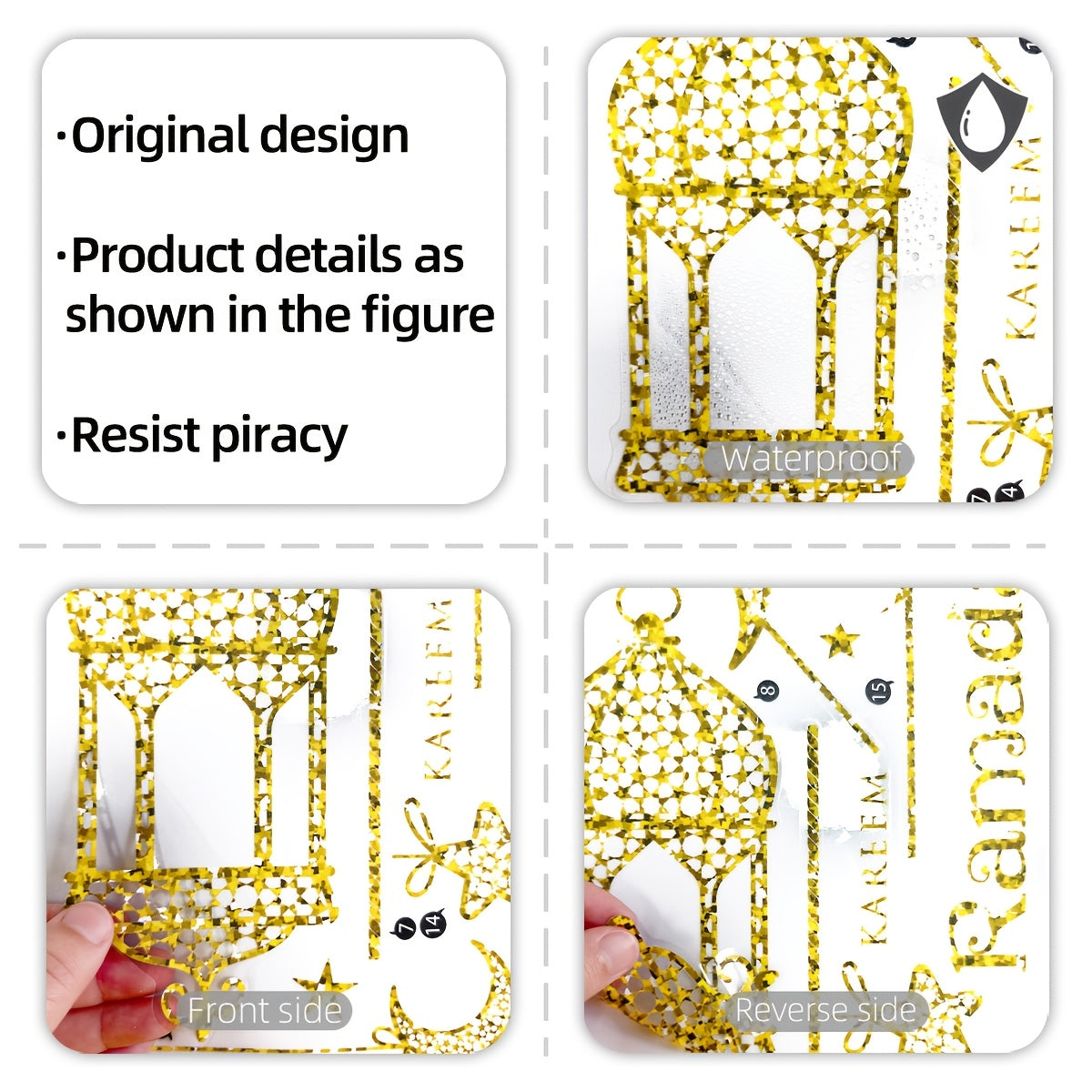 Ramadan Moon Lantern Window Clings Set of 2 20x30cm Static PVC Decals