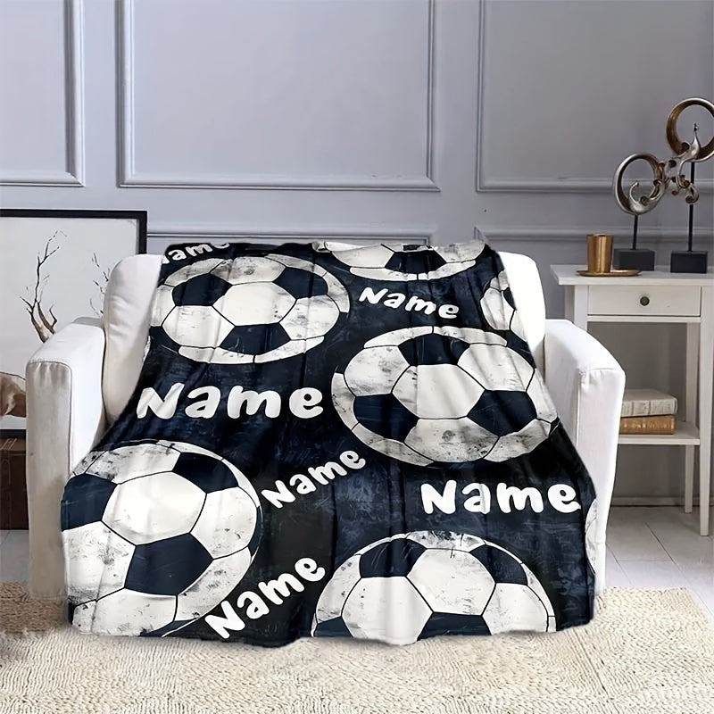 Personalized Football Print Flannel Blanket for Kids and Teens