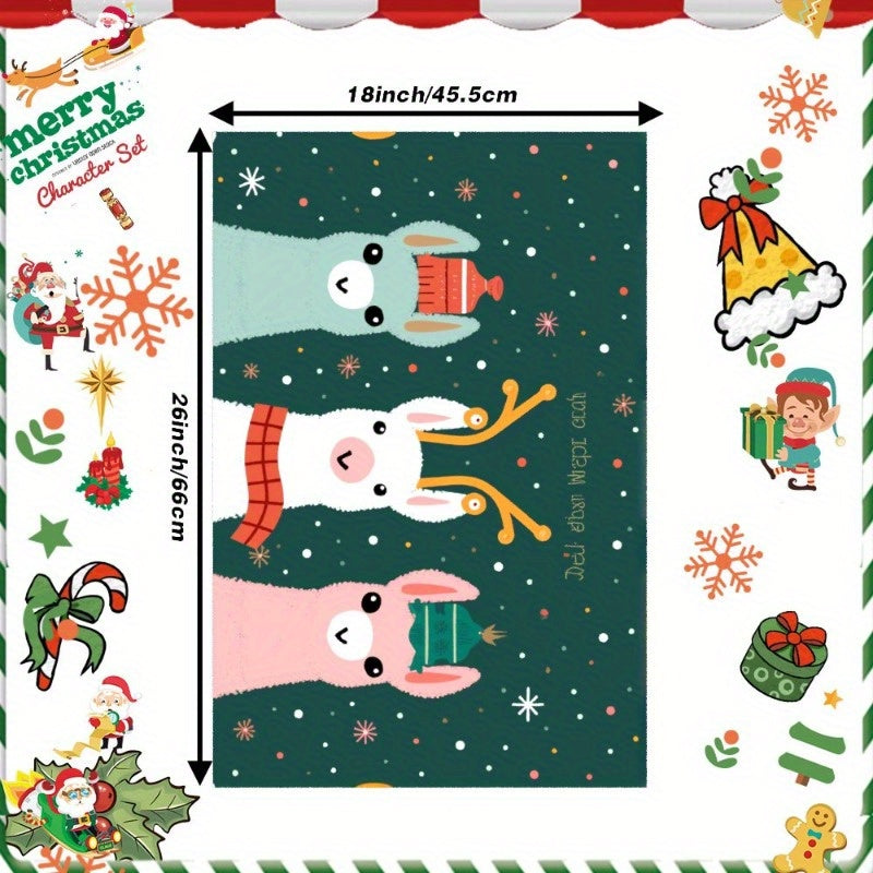 Christmas Kitchen Towel Snowman Reindeer 45x66cm Soft Polyester Woven Dish Cloth