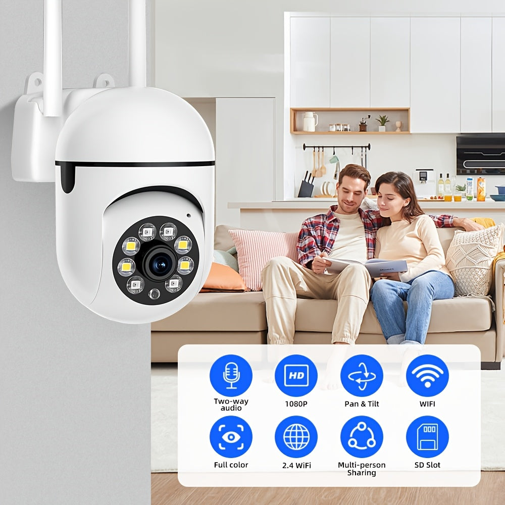 Dual-View White Security Cameras 2MP FHD 1080P Surveillance for Monitoring