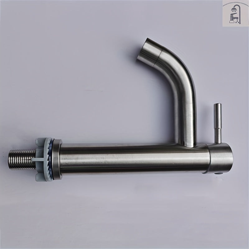 Grifo de agua fría simple de acero inoxidable 304 con acabado cepillado, válvula de cerámica, fácil de instalar