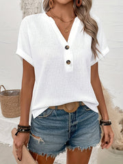 Women's Plus Size V-Neck T-Shirt Short Sleeve Solid Yellow Casual Spring Summer Fall