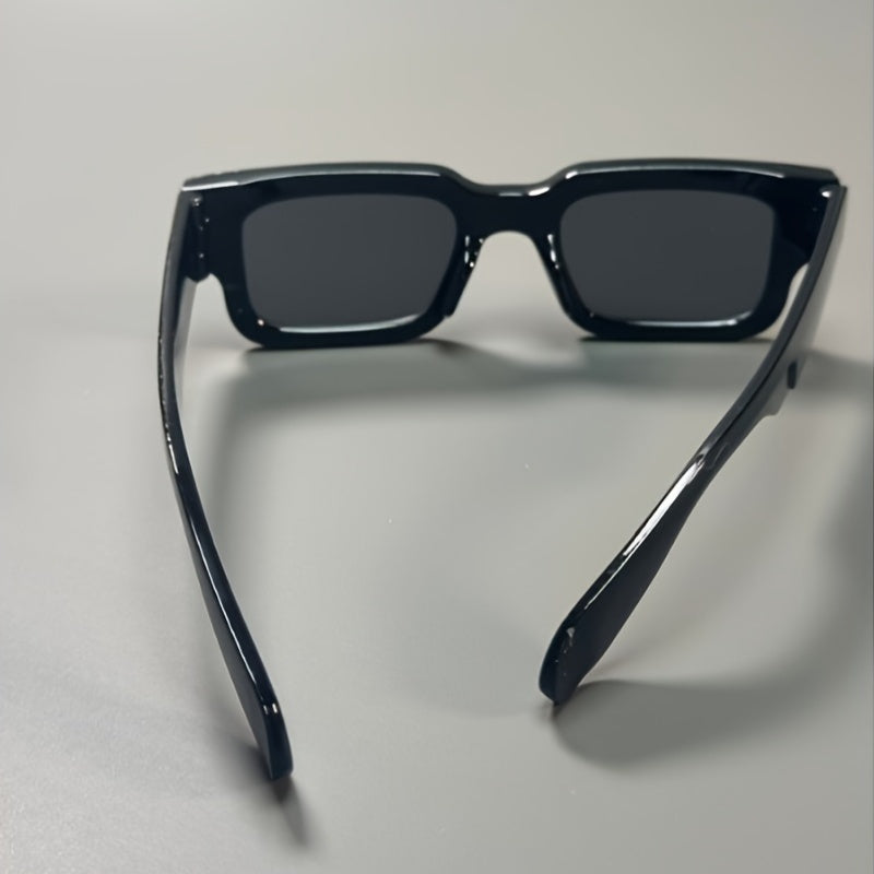 Men's Y2K Punk Rectangle Glasses Full Rim AC Lens PC Frame Anti-Reflective Wide Frame for Outdoor Sports Travel