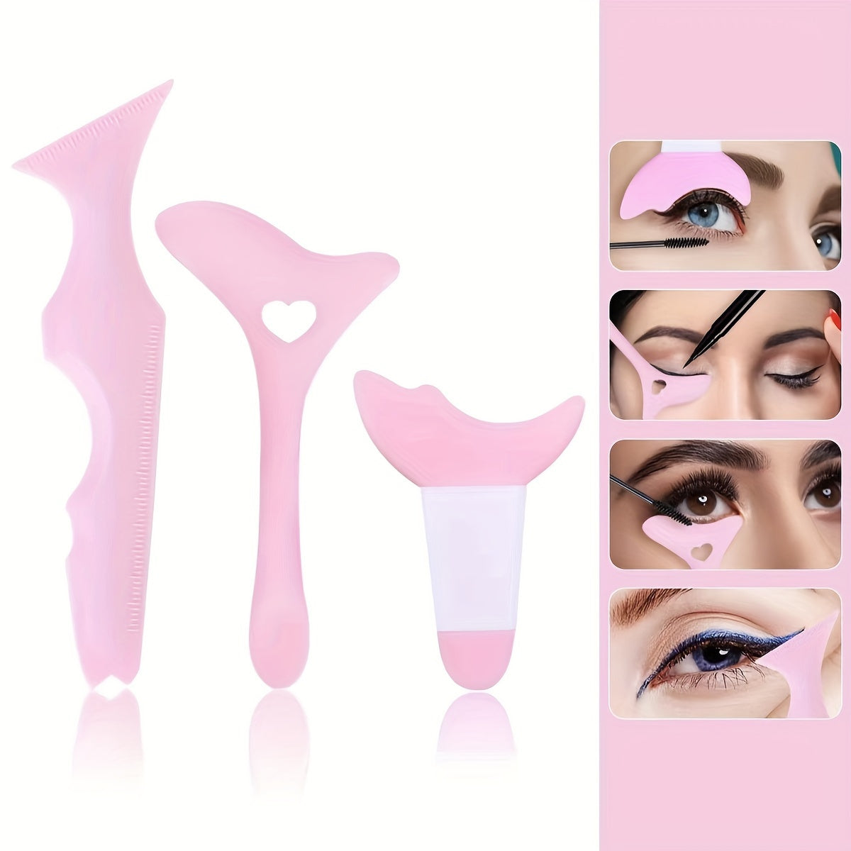 3PC Silicone Makeup Tool Set Eyeliner and Mascara Shields Fragrance-Free