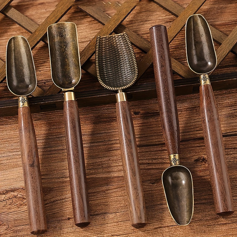 Винтажная чайная ложка из черного дерева для листового чая, чайная лопатка ручной работы, традиционная китайская чайная церемония