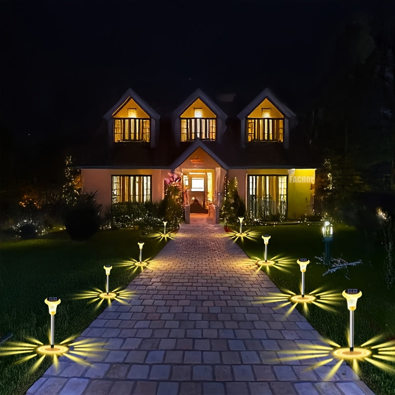 2pcs Solar Powered LED Garden Lights Outdoor Pathway Landscape Yard Waterproof