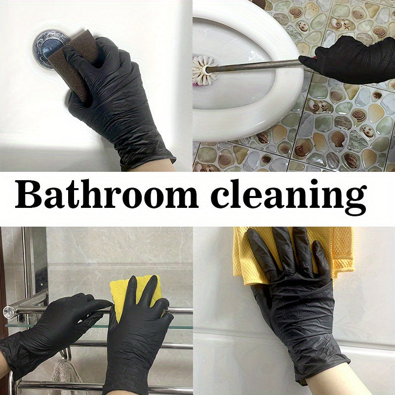 Black Disposable Gloves 101 Pieces, Powder-Free, Food Handling and Cleaning