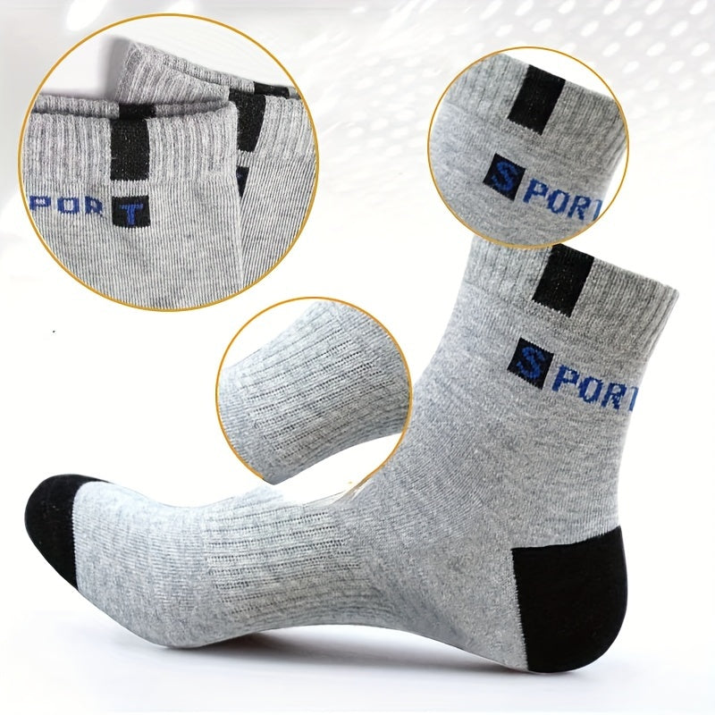 Men's Athletic Socks Moisture-Wicking Polyester Blend Breathable Sports Socks for Running and Outdoor Activities