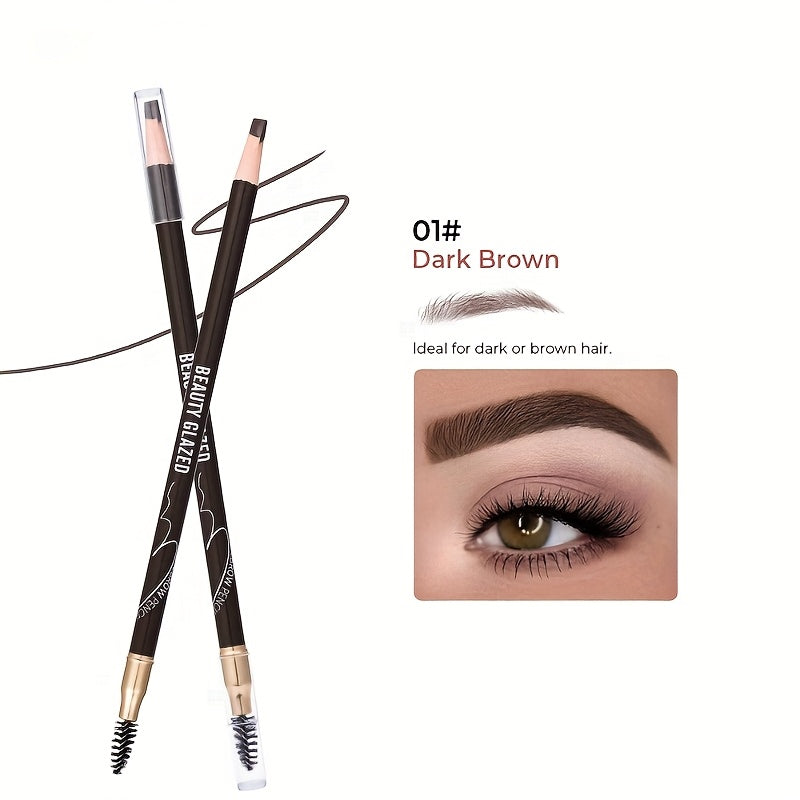 Lápiz de cejas a prueba de agua de larga duración para todo tipo de piel, diseño de doble punta