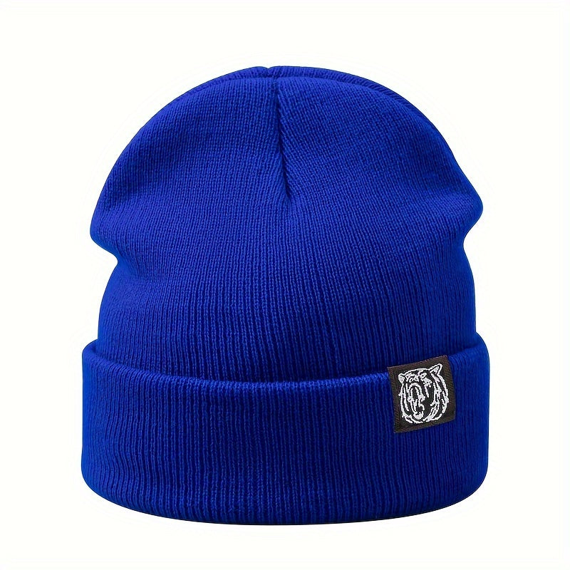 Вязаная шапка для активного отдыха осень-зима защита ушей логотип тигриная голова