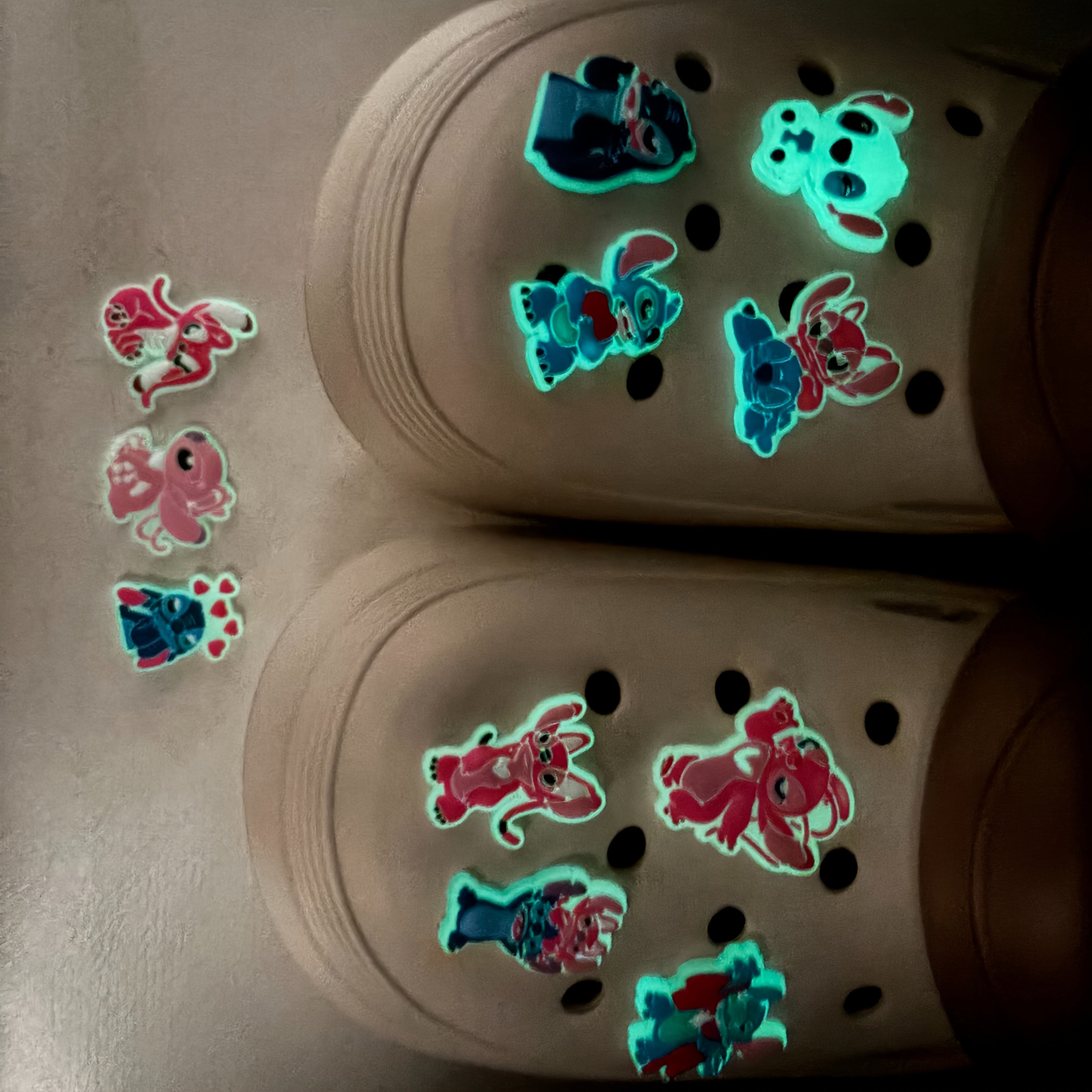 Kids Glow-in-the-Dark Stitch Shoe Charms Detachable Clips for Shoes