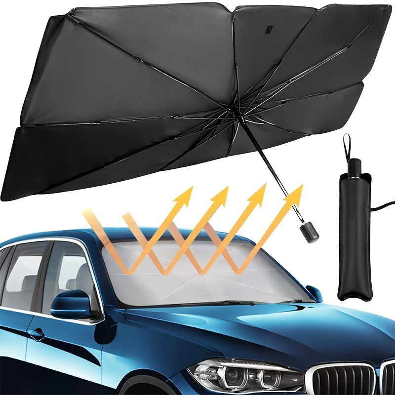 Silver Roll-up Car Windshield Sunshade Portable UV Protection Visor