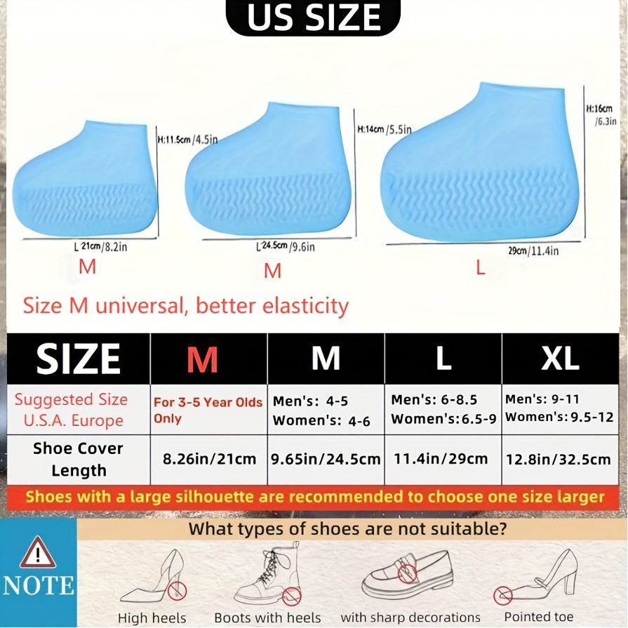 Unisex Waterproof Shoe Covers Reusable Latex Non-Slip Rain Shoes Small White