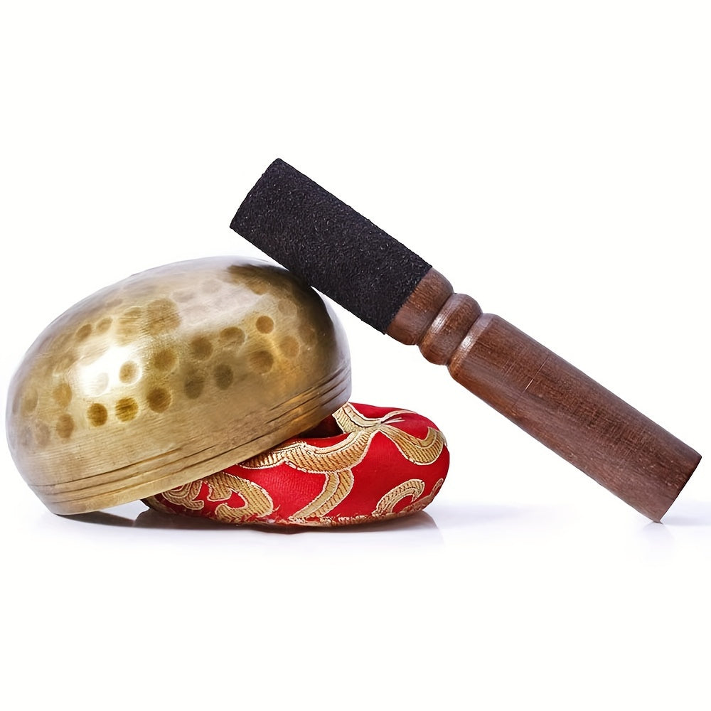 Cuenco de canto de mano de Nepal para meditación, yoga, terapia de sonido, metal amarillo