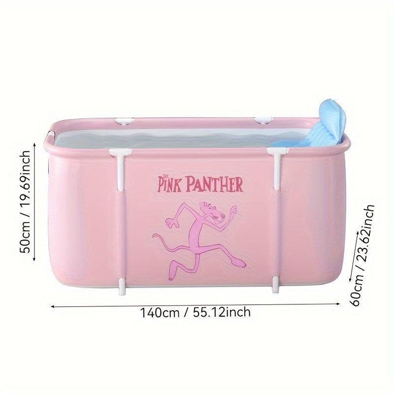 Adults Foldable Freestanding Bathtub PVC Blue White Marble Pattern Dual-Person Easy to Use