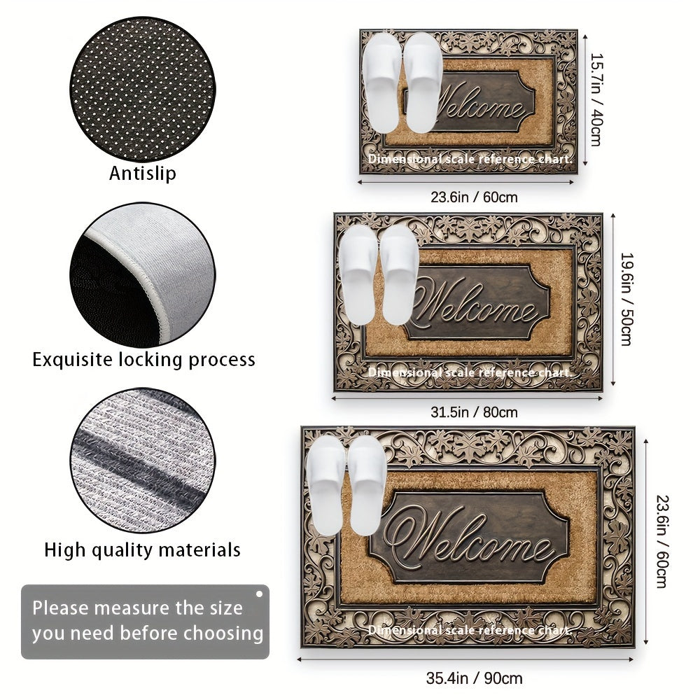 Xush kelibsiz uy doormati, sirpanchiq bo'lmagan polyester kirish matosi, turli o'lchamlarda