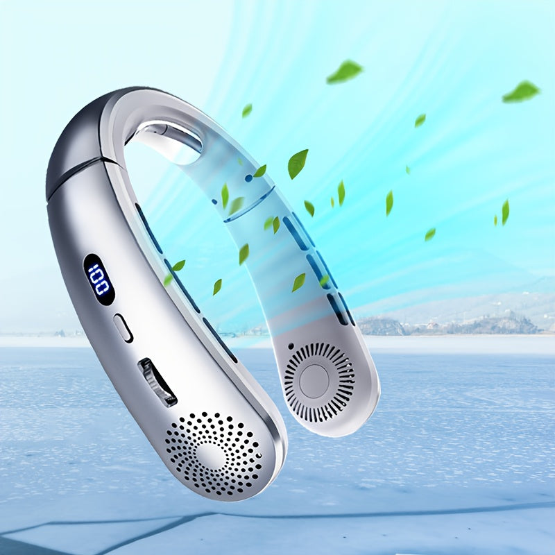 Portable Neck Fan with 100-Speed Adjustable, USB Rechargeable, Wearable Design