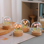 Modern Handmade Glass Tulip Night Light with Switch Control for Bedroom Decor