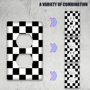 Checkerboard Pattern Switch Plate Cover for 1 or 2 Gang Switches Easy to Clean Suitable for Classrooms and Bedrooms