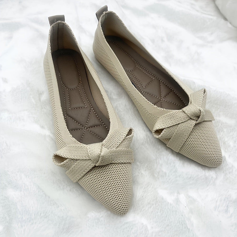 Women's Breathable Knitted Pointed Toe Flats Slip-On Ballet Shoes