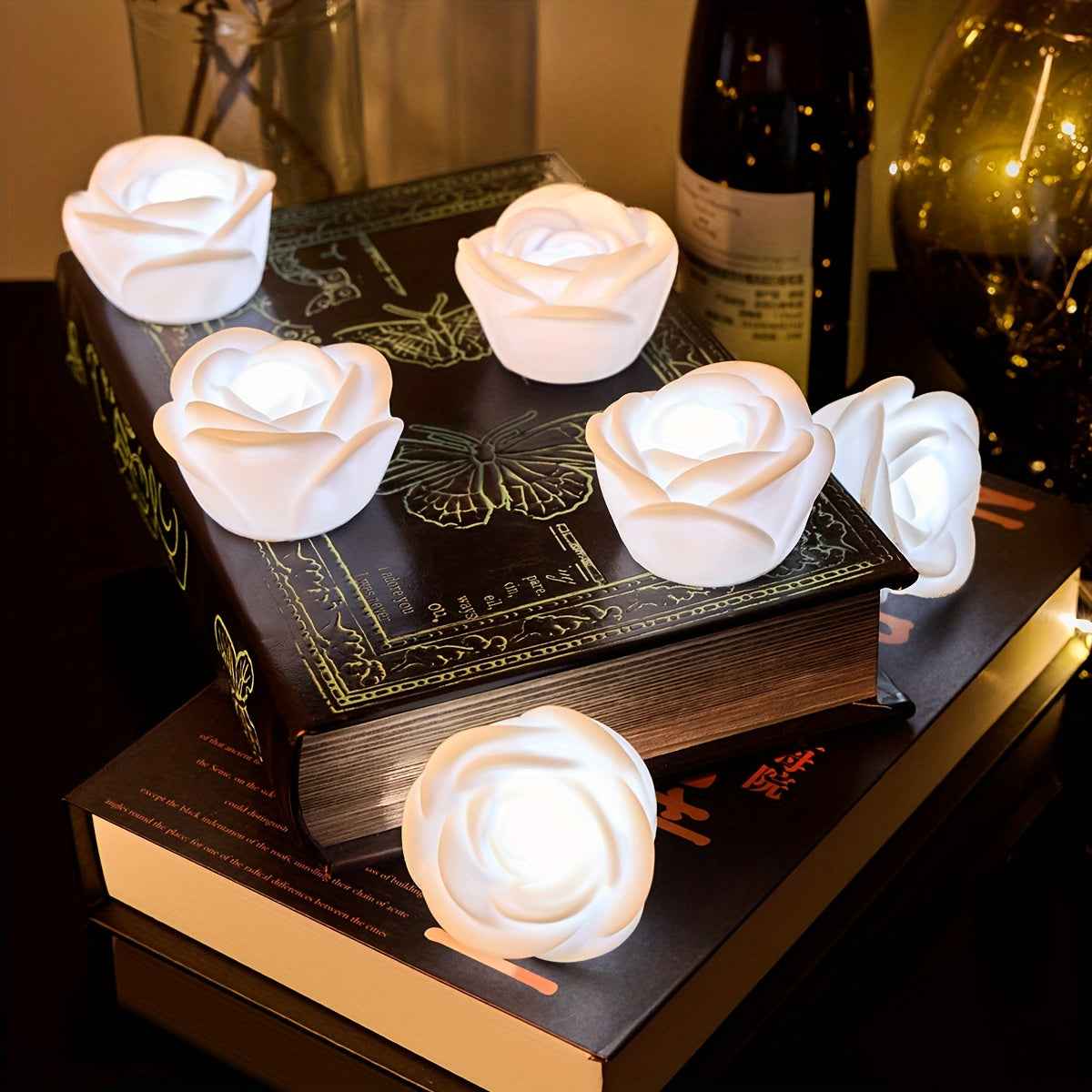 6pcs LED Luminous Rose Flowers for Valentine's Day Home Decor Wedding Romantic Scene
