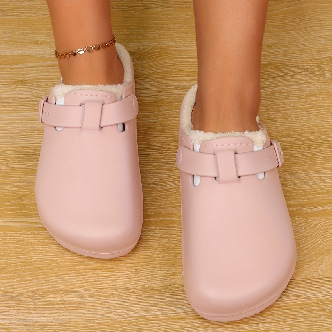 Women's Fluffy Solid Color Clogs with Thick Sole and Plush Lining