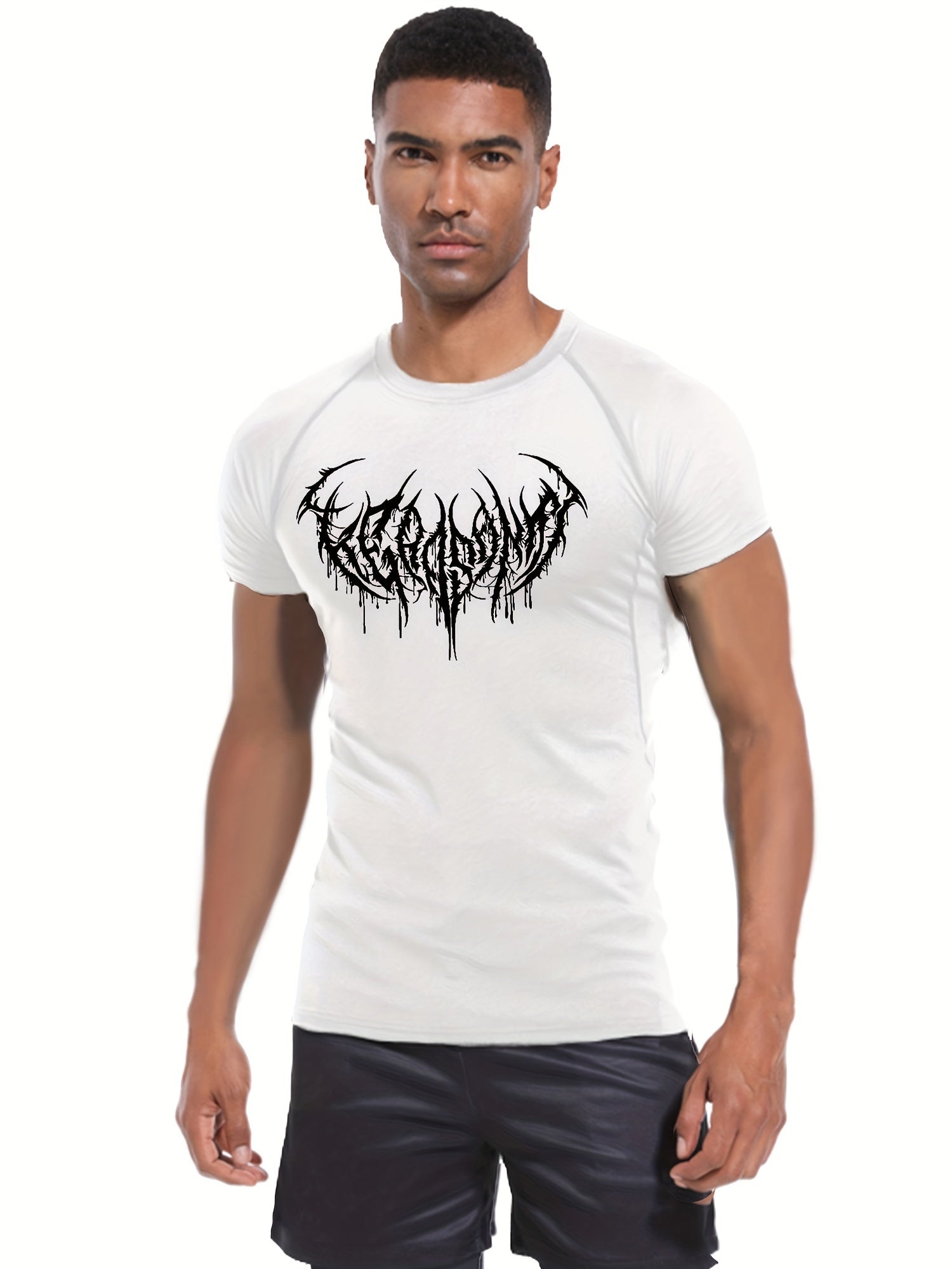 Men's Casual Sports Suit with Quick-Dry Short Sleeve and Spider Print Shorts