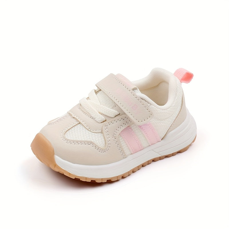 Unisex Toddler Sports Sneakers with Striped Fabric and Breathable Mesh for All-Season Walking