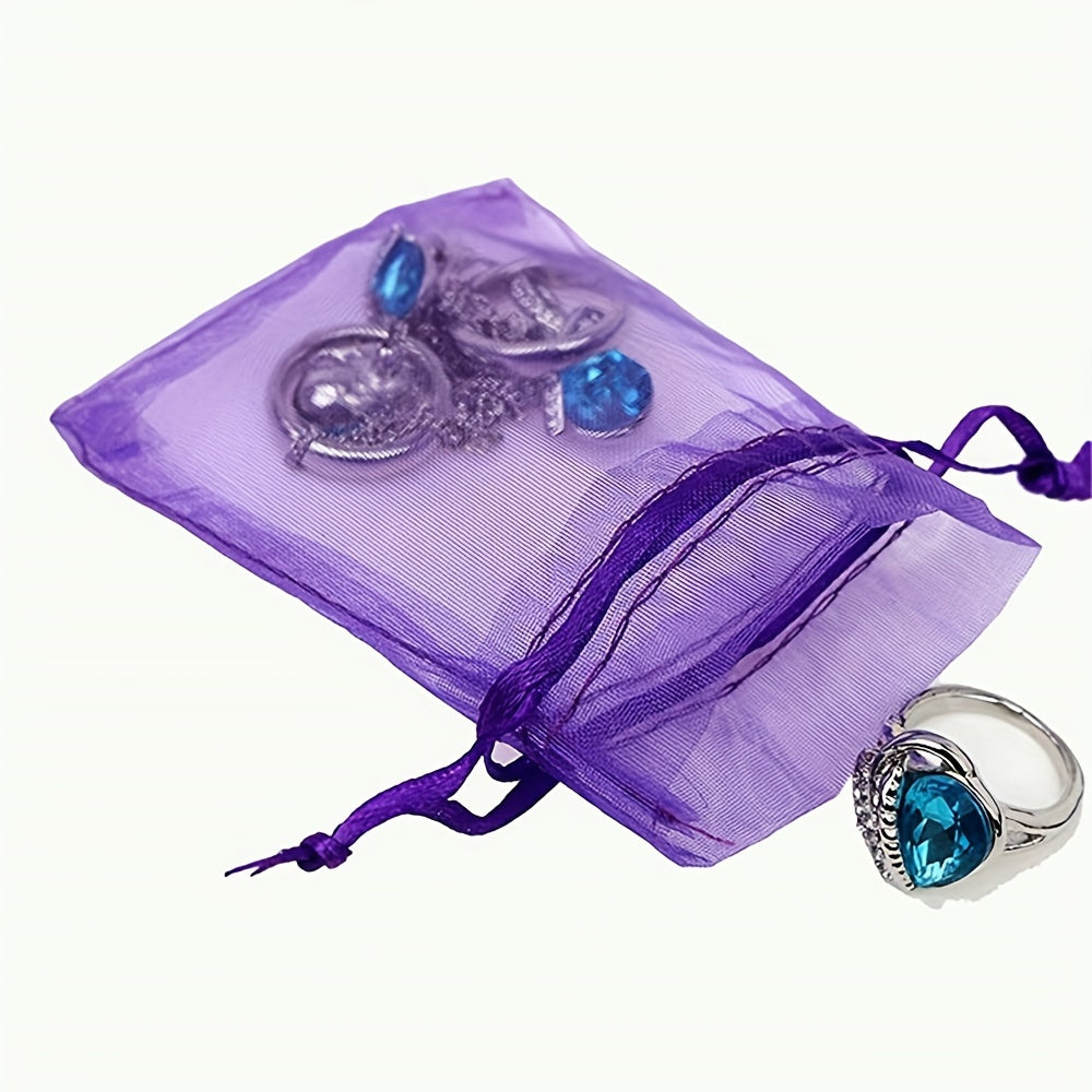 Assorted Purple Organza Gift Jewelry Drawstring Bags 50 Pieces