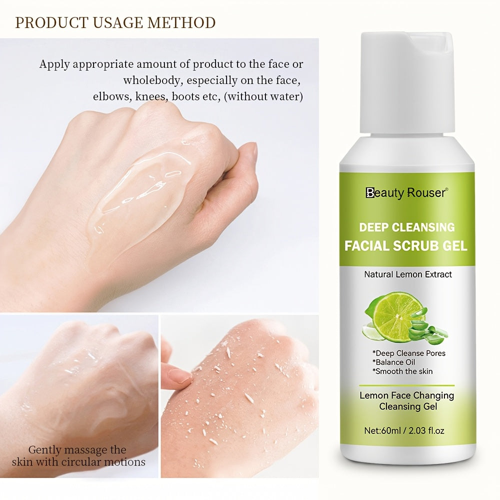 Exfoliante facial para todo tipo de piel, limón y aloe vera, limpieza profunda, hidratante, 2.03 oz