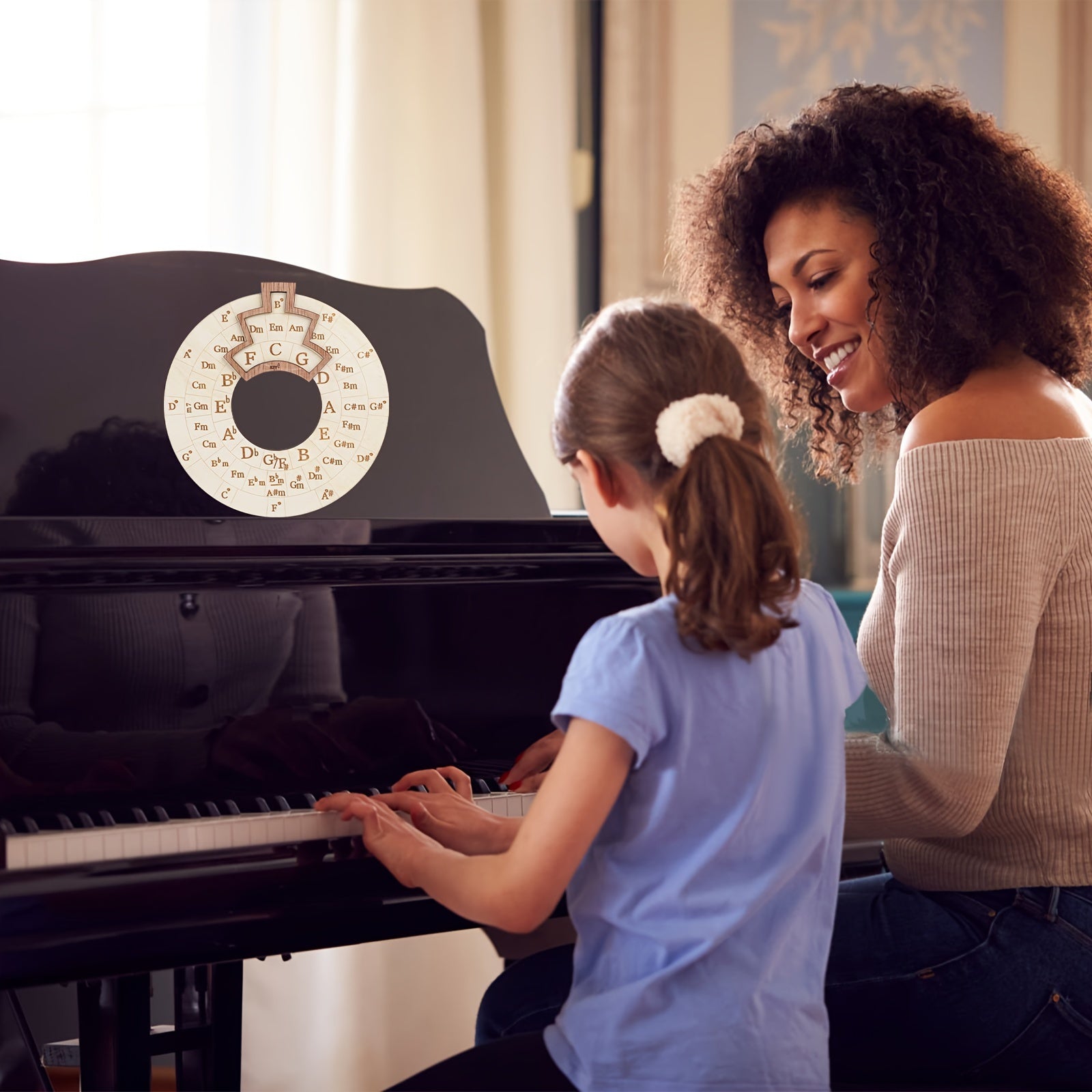 16cm Wooden Circle of Fifths Music Theory Tool for Beginners and Creators
