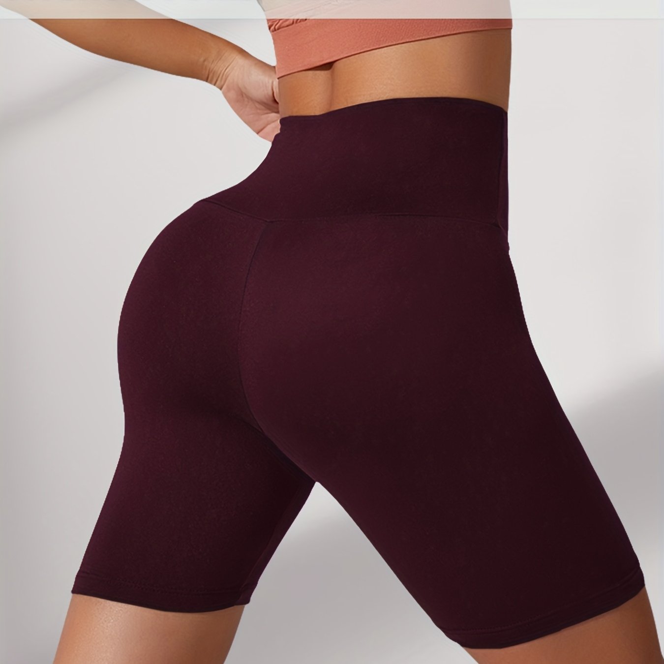 Plus Size Women's High Waisted Biker Shorts Stretchy Workout Yoga Athletic Shorts