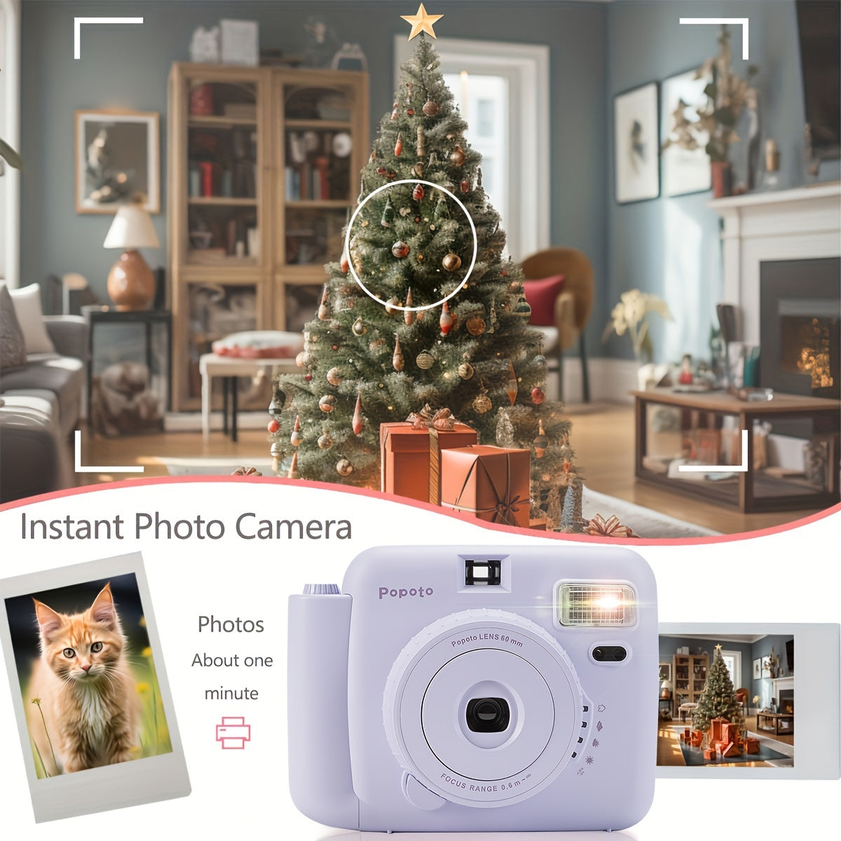 Purple Instant Camera Bundle Includes Mini11/12 with 10 Film Sheets PU Case Strap Selfie Lens ND Filter
