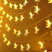 Battery Powered Star and Moon String Lights for Home Decor Indoor Festive Holiday Christmas Ramadan