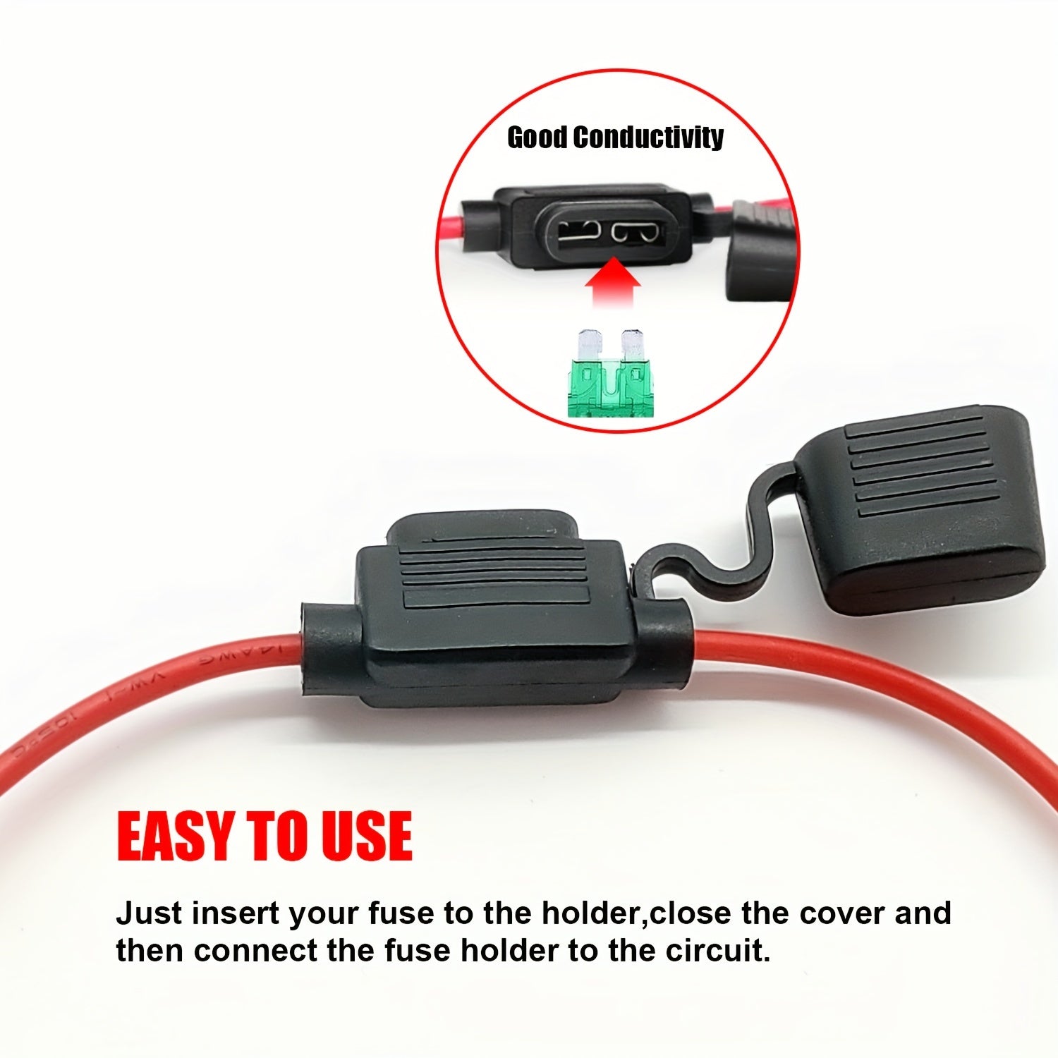 5 Sets In-Line Fuse Holders 12AWG Wiring Harness 30A Blade Automotive