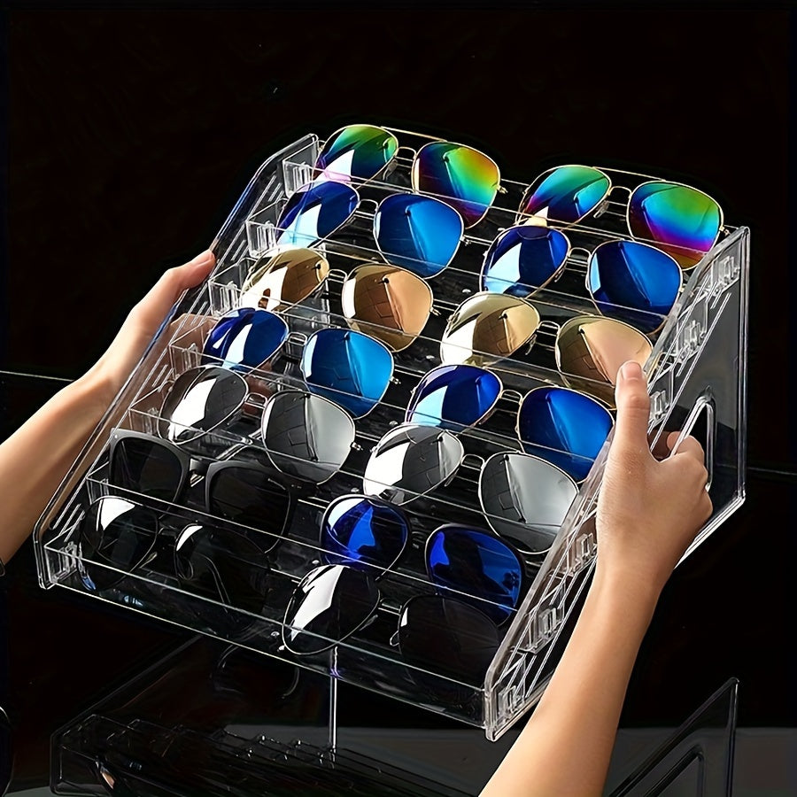 Clear Acrylic Eyewear Display Stand with Multiple Layers Countertop Organizer