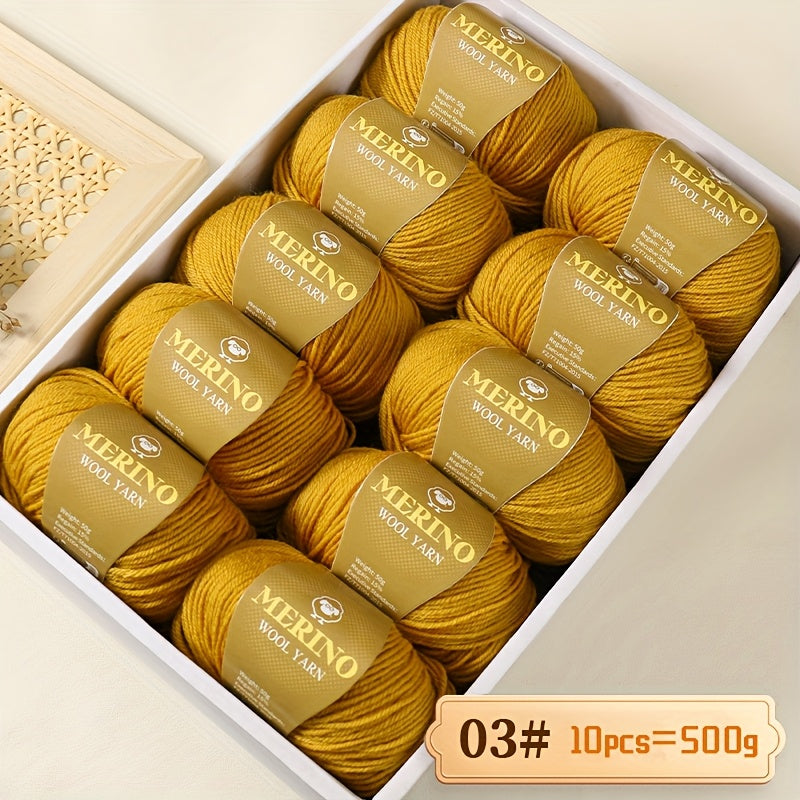 10 JIUWEIDIAOWANG Merino jun to'plari, har biri 500g, 212 O'rtacha og'irlik, Qo'l bilan bo'yalgan DIY material to'qimachilik uchun - Ko'p rangli gradient, Qalin va nozik aralashma, Kamel jun, Kuz Qish.
