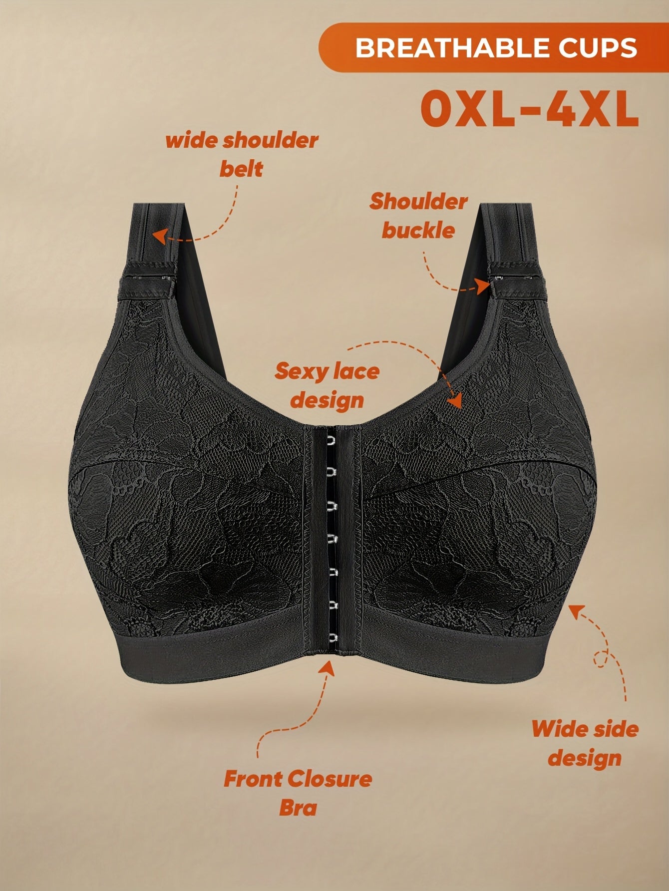 Ayollar uchun keng hajmli simsiz bra U-shakl orqa qismi yumshoq nafas oladigan to'liq qamrov