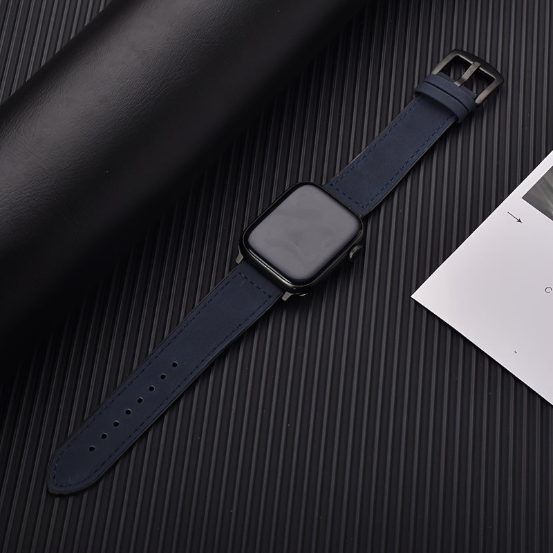 Synthetic Leather Watch Band for Apple Watch Series Ultra SE 5 4 3 Adjustable Hook Loop Clasp