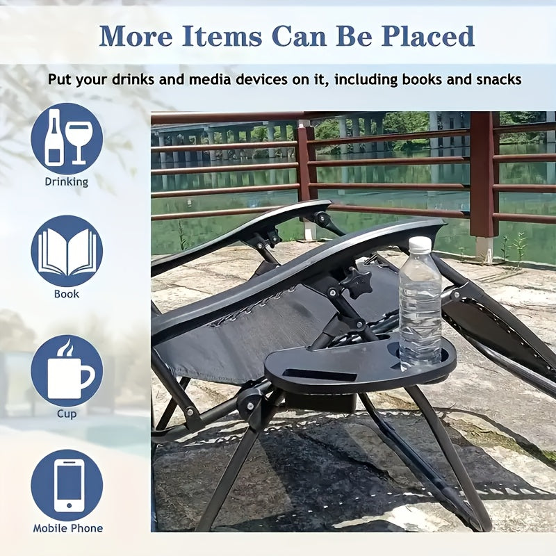 Accessory Tray for Zero Gravity Chair with Cup Holder and Phone Slot Black Plastic