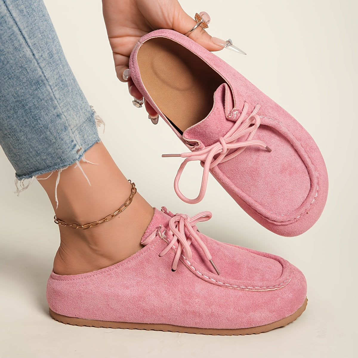 Women's Slip-On Mules with Lace-Up Design Casual Flip Flops